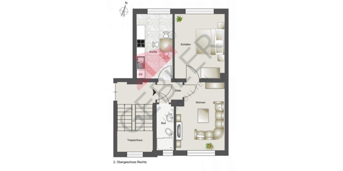 Etagenwohnung Dortmund Hörde - 2 Zimmer, 41 m&sup2;, 451&euro; | Angebot:25766899