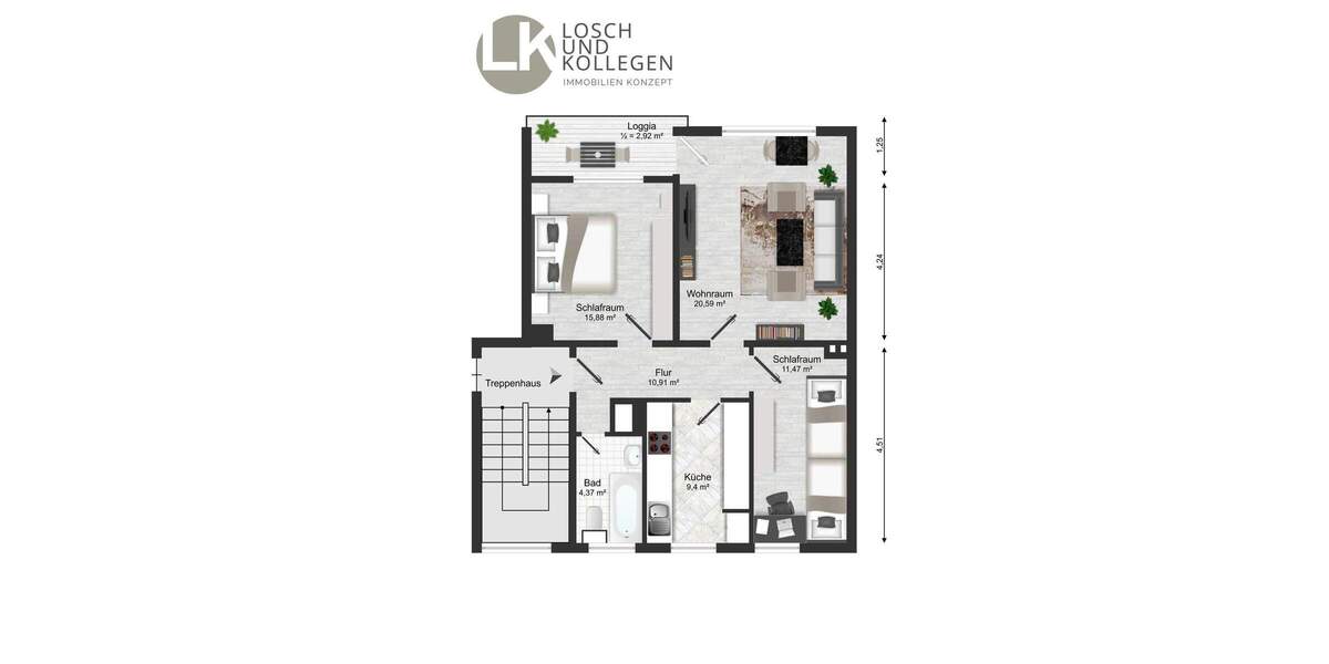 Etagenwohnung Wuppertal Langerfeld - 5 Zimmer, 132 m&sup2;, 279.000&euro; | Angebot:25696386