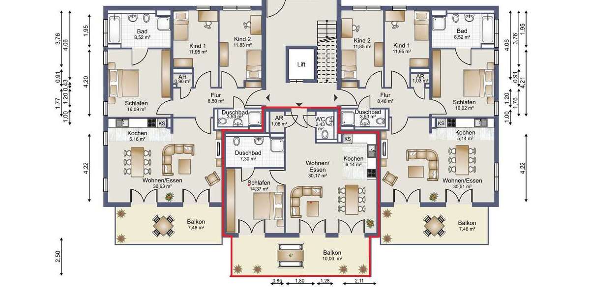 Etagenwohnung Bochum Bochum-Südwest - 2 Zimmer, 71 m&sup2;, 975&euro; | Angebot:26738985