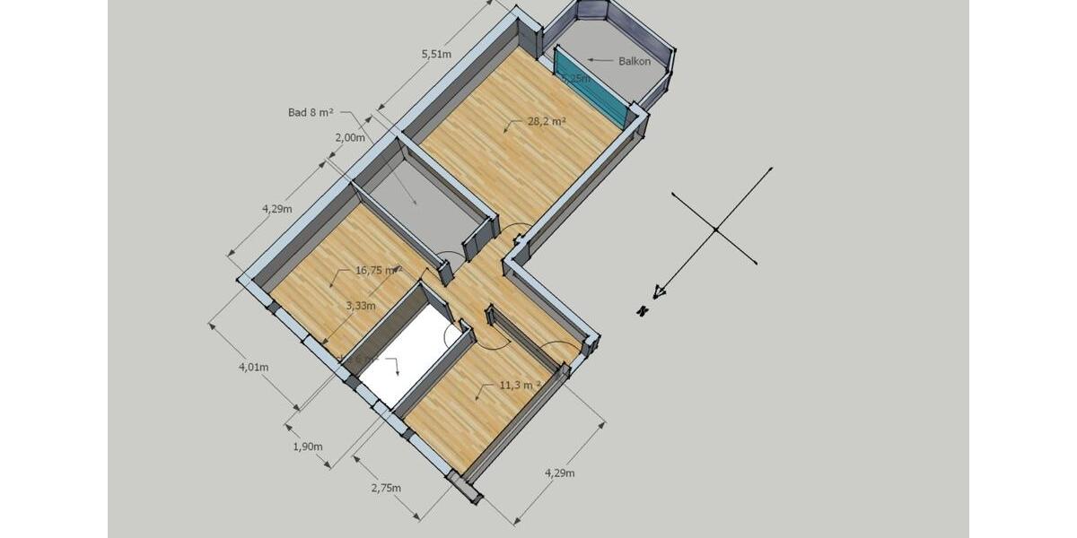 Eigentumswohnung 81 m² mit Parkettboden 3 zimmer
