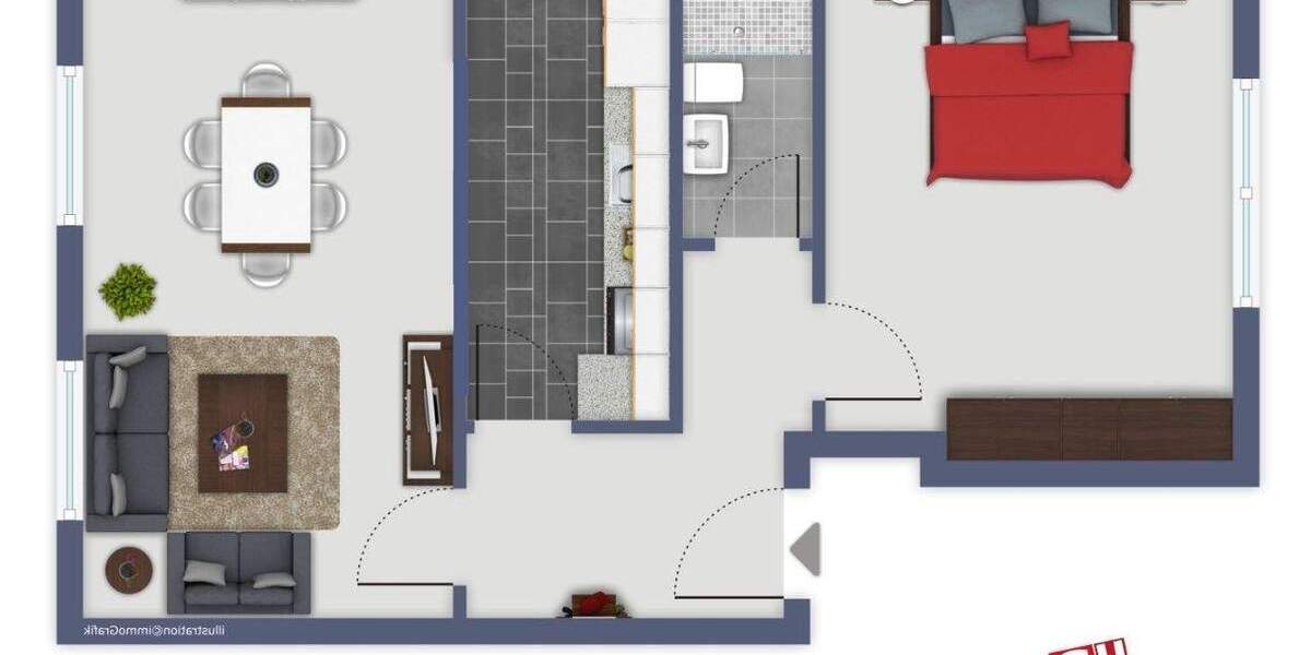 Etagenwohnung Hagen Eilpe - 2 Zimmer, 47 m&sup2;, 330&euro; | Angebot:25529637