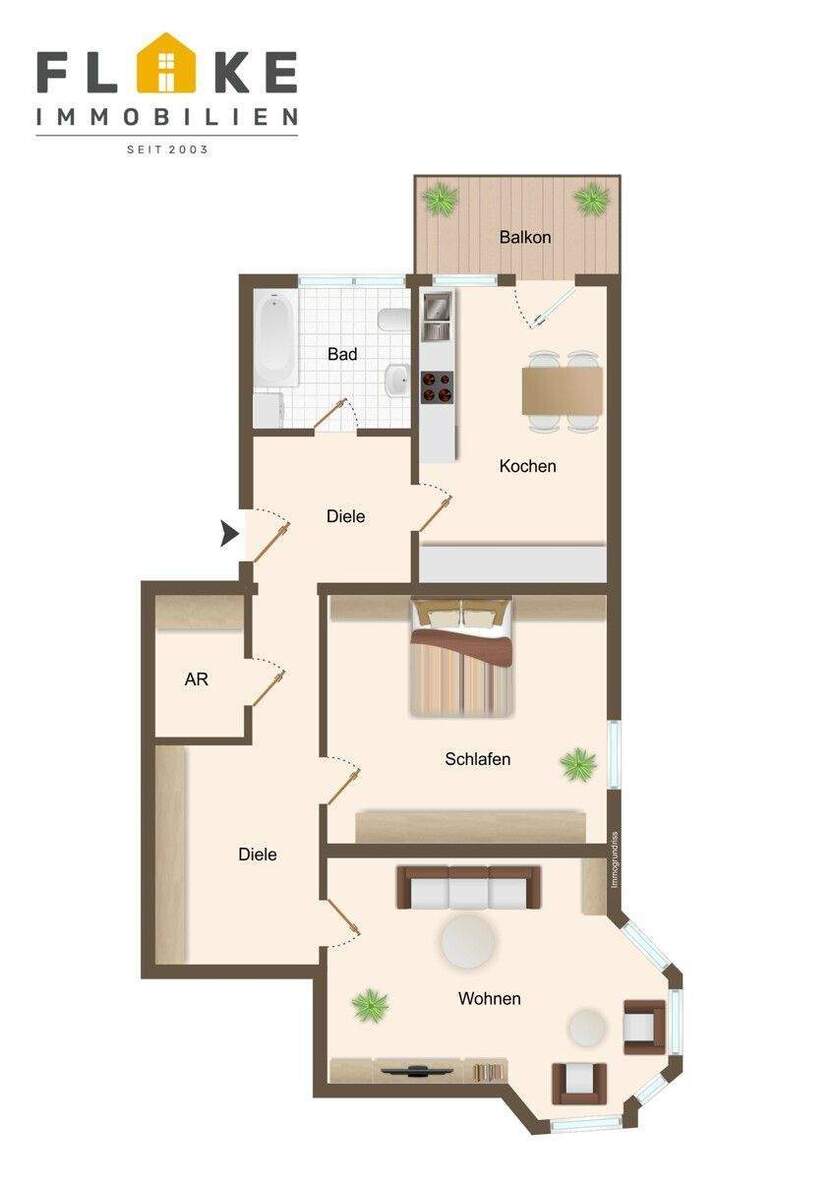 Gelsenkirchen-Erle! Modernisierte Altbau-Dachgeschosswohnung mit Süd-Westbalkon. 2 zimmer