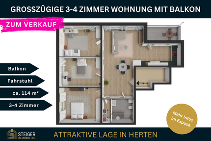 Wohnung zum Kaufen in Herten 189.000 € 114.28 m² 4 zimmer