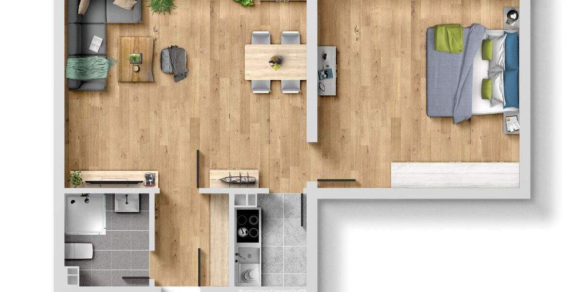 Etagenwohnung Oberhausen Marienkirche - 2 Zimmer, 49 m&sup2;, 95.000&euro; | Angebot:23973321