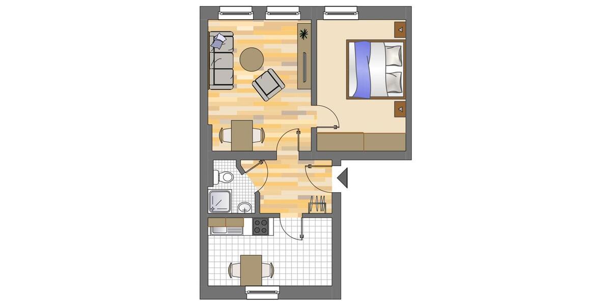Erdgeschoßwohnung Dortmund Innenstadt Nord - 2 Zimmer, 45 m&sup2;, 203&euro; | Angebot:25751946