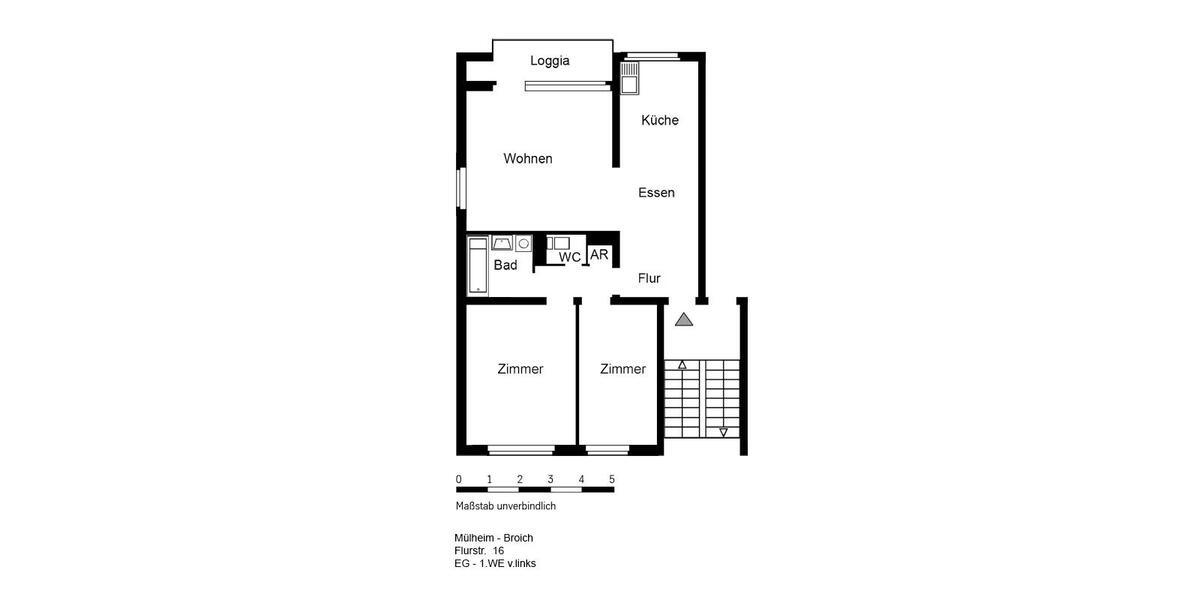 Erdgeschoßwohnung Mülheim an der Ruhr Broich - 3 Zimmer, 76 m&sup2;, 761&euro; | Angebot:25650446
