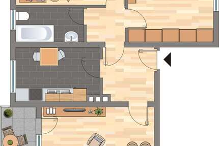 Wohnung Dortmund Brackel - 3 Zimmer, 66 m&sup2;, 560&euro; | Angebot:27250800