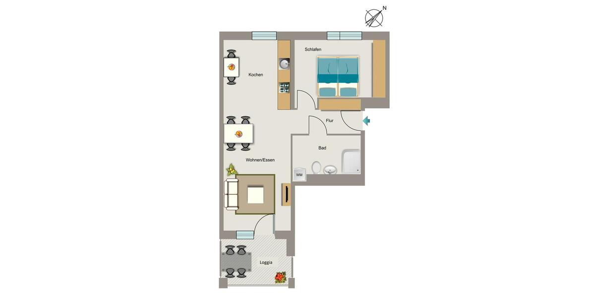Etagenwohnung Essen Frillendorf - 2 Zimmer, 64 m&sup2;, 769&euro; | Angebot:26228001