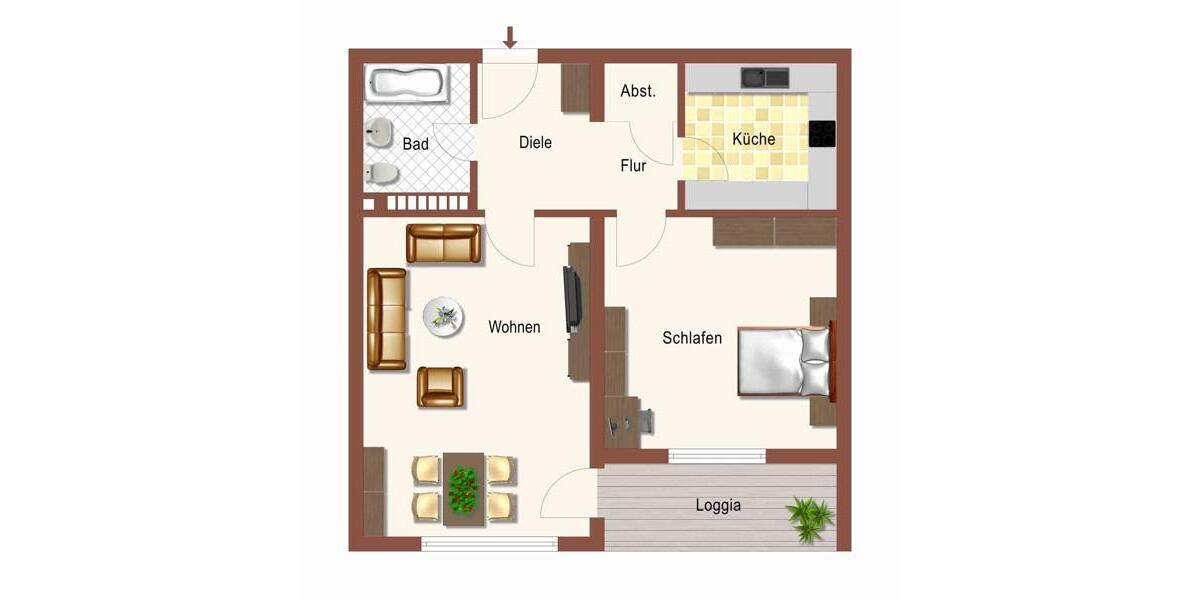 Etagenwohnung Dortmund Brackel - 2.5 Zimmer, 46 m&sup2;, 441&euro; | Angebot:25882876