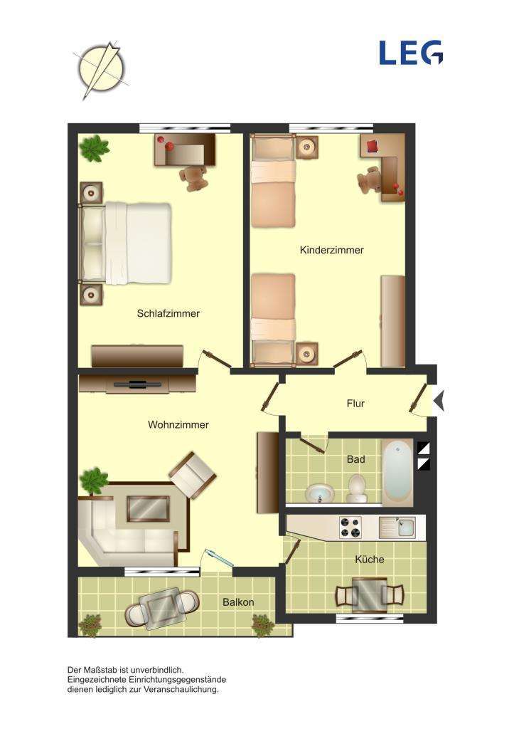 Wohnung zum Mieten in Bergkamen 449 € 57 m² 3 zimmer