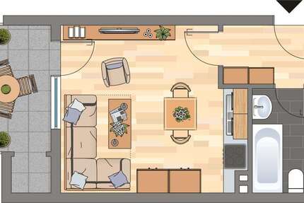 Wohnung Dortmund Brackel - 1 Zimmer, 32 m&sup2;, 321&euro; | Angebot:26919589