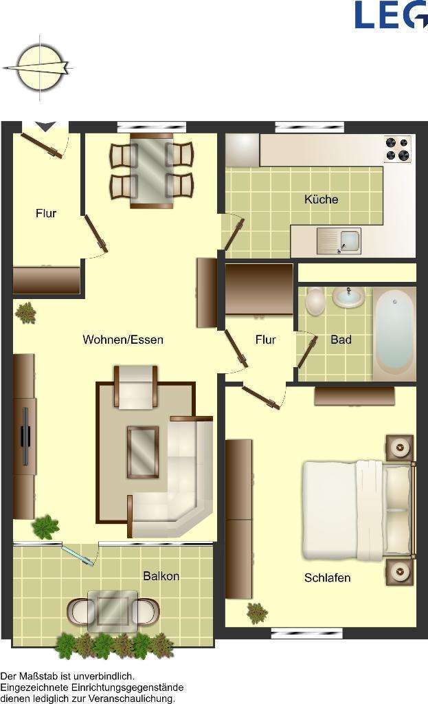 Wohnung zum Mieten in Ratingen 639 € 59.07 m² 2 zimmer
