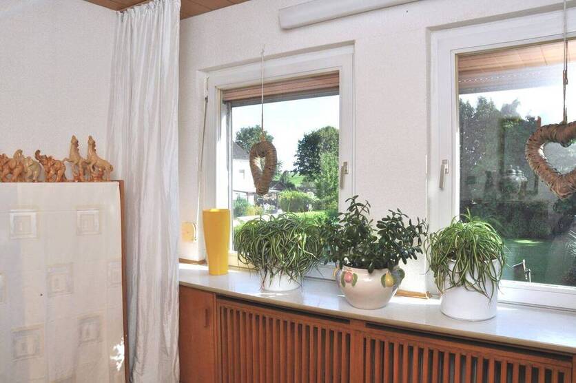 Sonniger Ausblick am Rheindeich: DHH mit großem Grundstück, Wirtschaftsanbau, Garage, Stellplatz