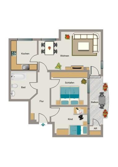 Etagenwohnung Herne Baukau - 3.5 Zimmer, 60 m&sup2;, 385&euro; | Angebot:25699118