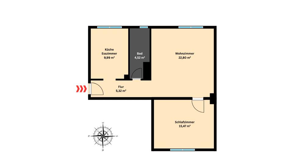 Etagenwohnung Dortmund Innenstadt Nord - 2 Zimmer, 58 m&sup2;, 600&euro; | Angebot:27584774