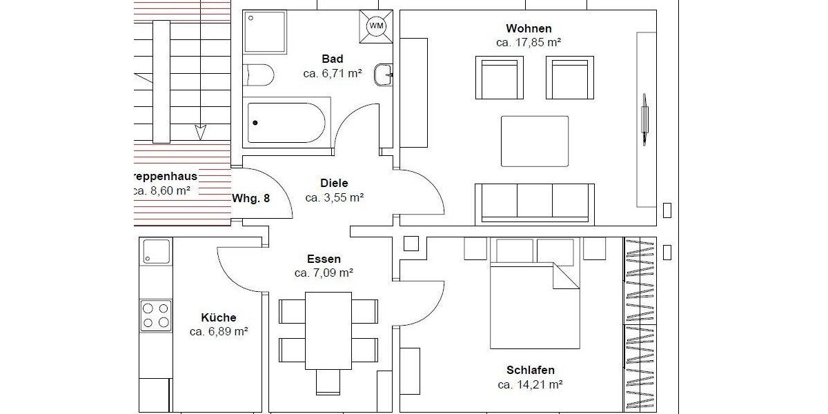 Etagenwohnung Hagen Hagen-Mitte - 2 Zimmer, 56 m&sup2;, 510&euro; | Angebot:27571259