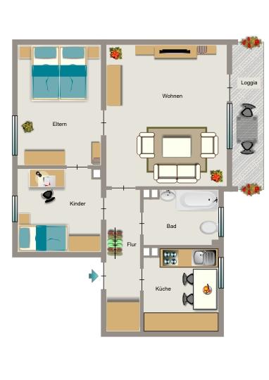 Etagenwohnung Mülheim an der Ruhr Mellinghofen - 3.5 Zimmer, 60 m&sup2;, 593&euro; | Angebot:26672527