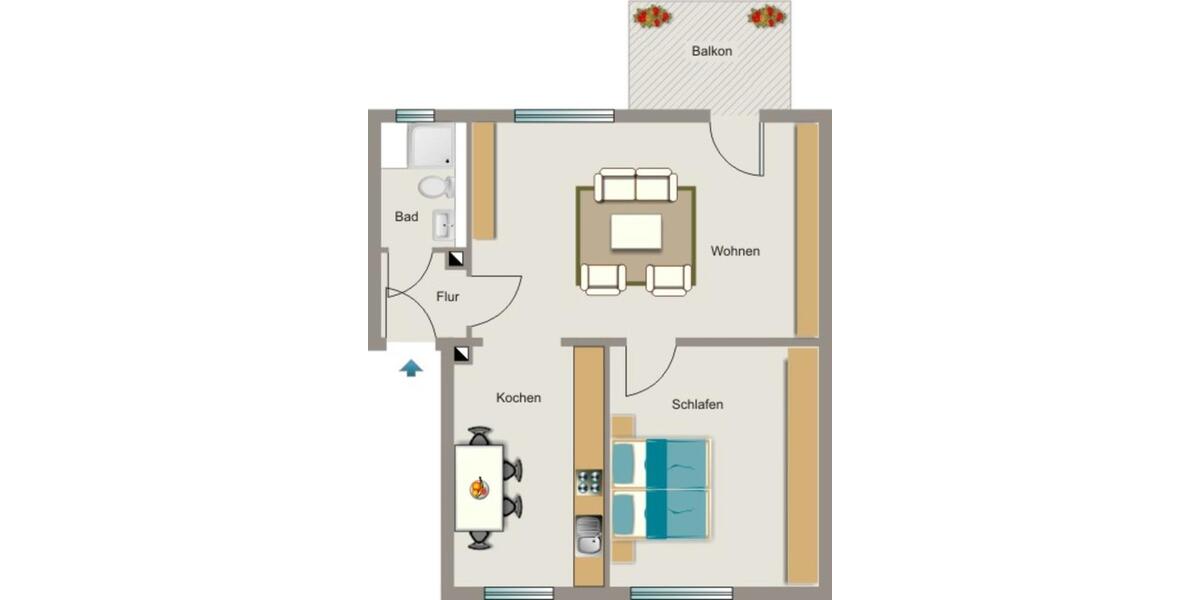 Erdgeschoßwohnung Marl - 2.5 Zimmer, 59 m&sup2;, 476&euro; | Angebot:25643771