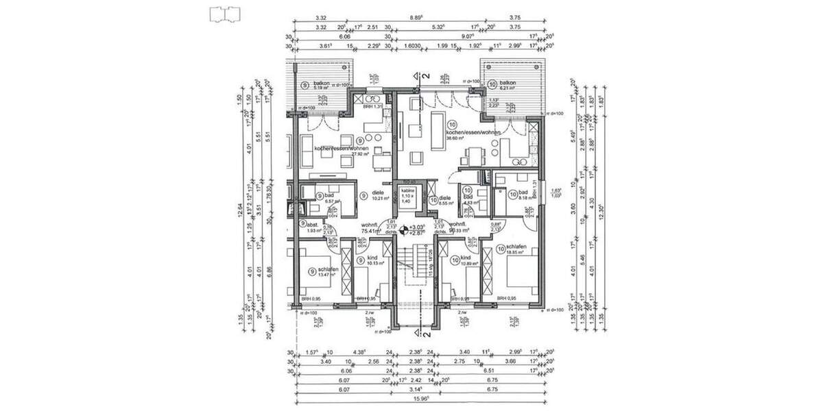Etagenwohnung Oberhausen Klosterhardt-Nord - 3 Zimmer, 96 m&sup2;, 359.000&euro; | Angebot:24711885