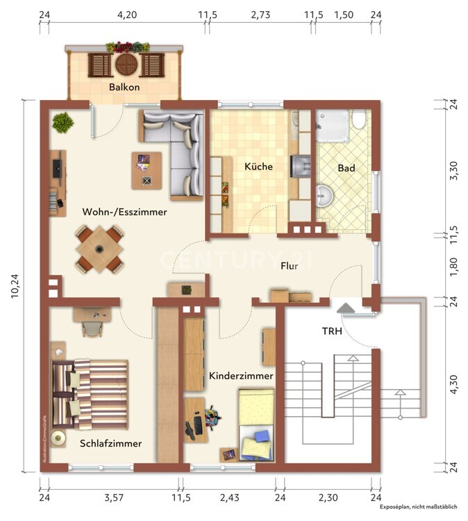 Gemütliche Erdgeschosswohnung mit Balkon 3 zimmer