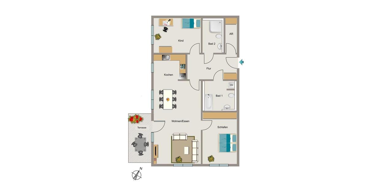 Bezugsfertige Wohnung - Einfach Möbel rein und Füße hoch! 3 zimmer