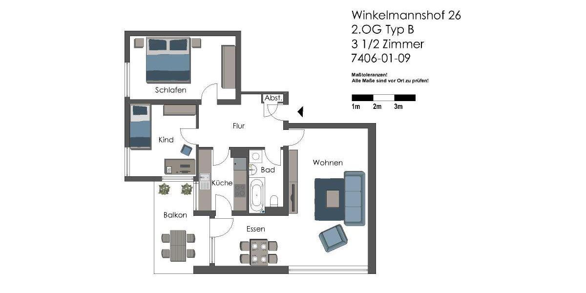 Etagenwohnung Gelsenkirchen Erle - 3.5 Zimmer, 79 m&sup2;, 387&euro; | Angebot:26672557