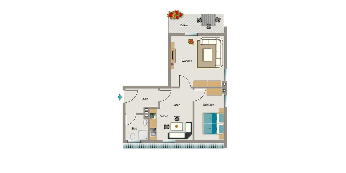 Erdgeschoßwohnung Dortmund Innenstadt West - 2.5 Zimmer, 50 m&sup2;, 590&euro; | Angebot:26329892