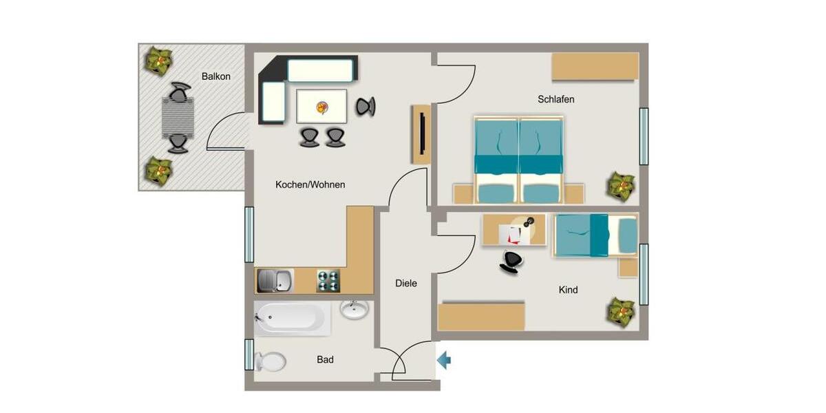 Etagenwohnung Bochum Werne - 3.5 Zimmer, 51 m&sup2;, 463&euro; | Angebot:25644076