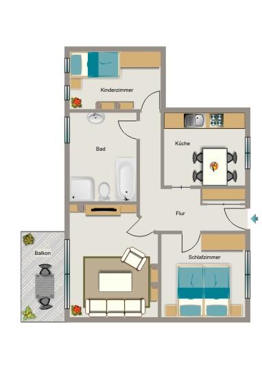 Etagenwohnung Recklinghausen Berghausen - 3.5 Zimmer, 85 m&sup2;, 683&euro; | Angebot:25643776