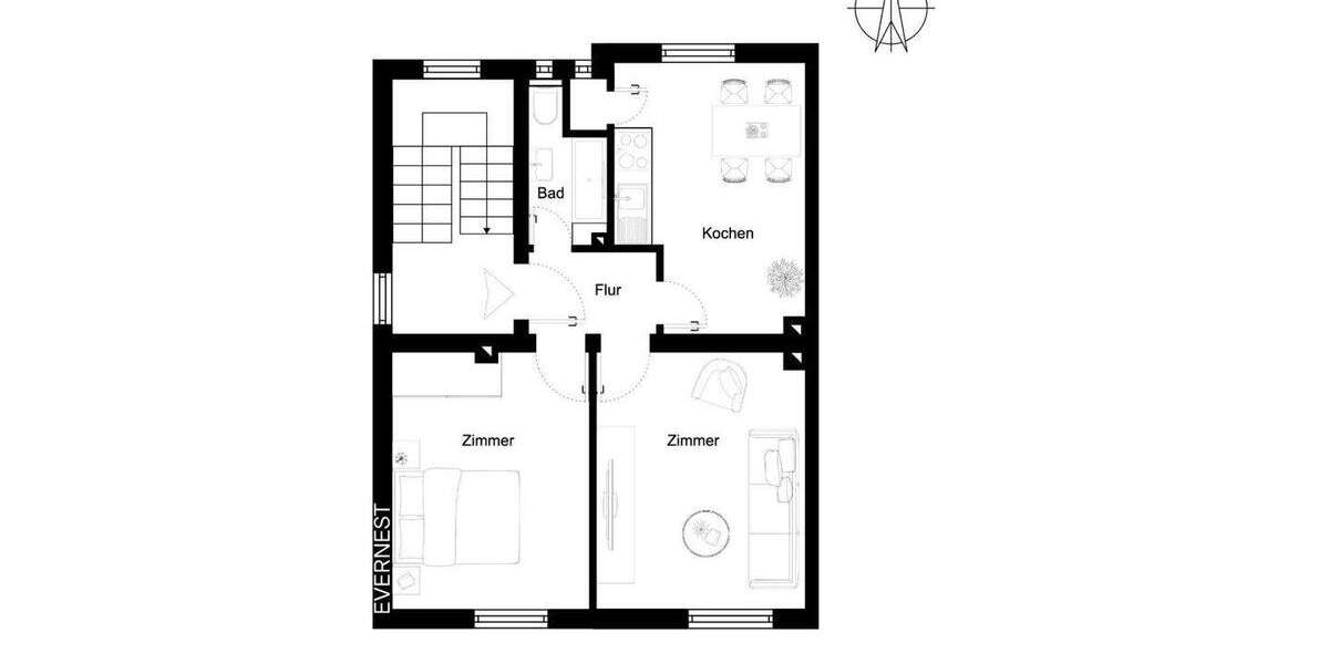 Etagenwohnung Essen Bochold - 2 Zimmer, 60 m&sup2;, 99.000&euro; | Angebot:25738488