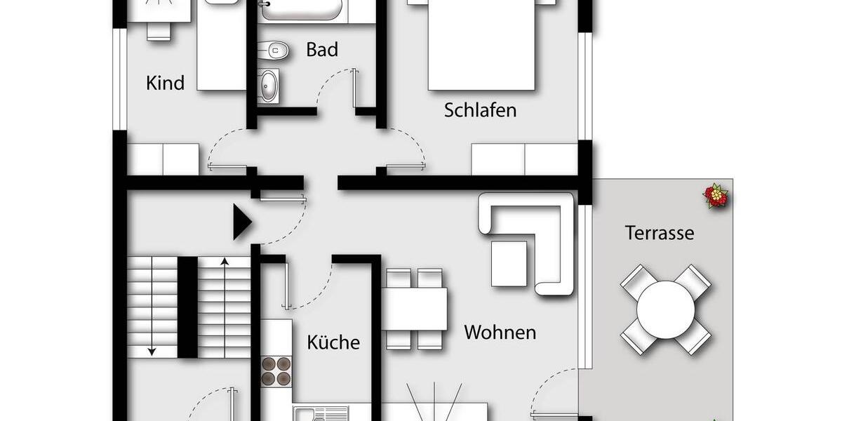 Erdgeschoßwohnung Bochum Bochum-Südwest - 3 Zimmer, 61 m&sup2;, 189.000&euro; | Angebot:26020588