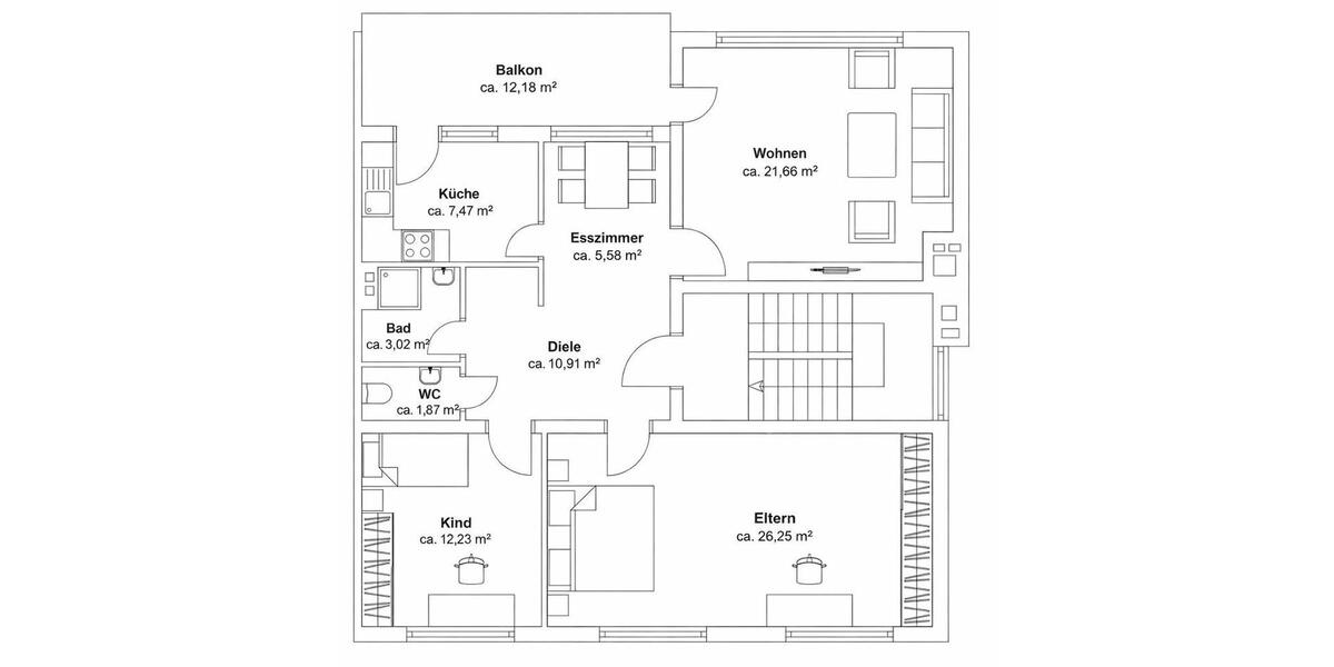 Etagenwohnung Wuppertal Arrenberg - 3.5 Zimmer, 100 m&sup2;, 230.000&euro; | Angebot:26558088