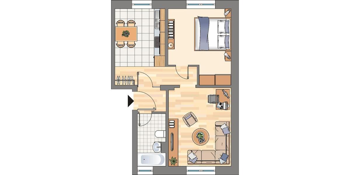 Erdgeschoßwohnung Dortmund Eving - 2 Zimmer, 34 m&sup2;, 306&euro; | Angebot:25793786