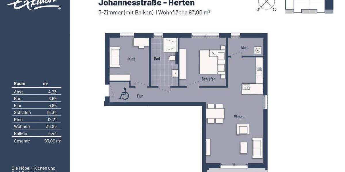 Etagenwohnung Herten Westerholt - 3 Zimmer, 93 m&sup2;, 365.000&euro; | Angebot:25836644