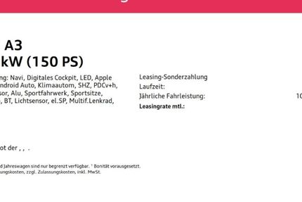 Audi A3 100.850 km 17.799 € Wuppertal 42109