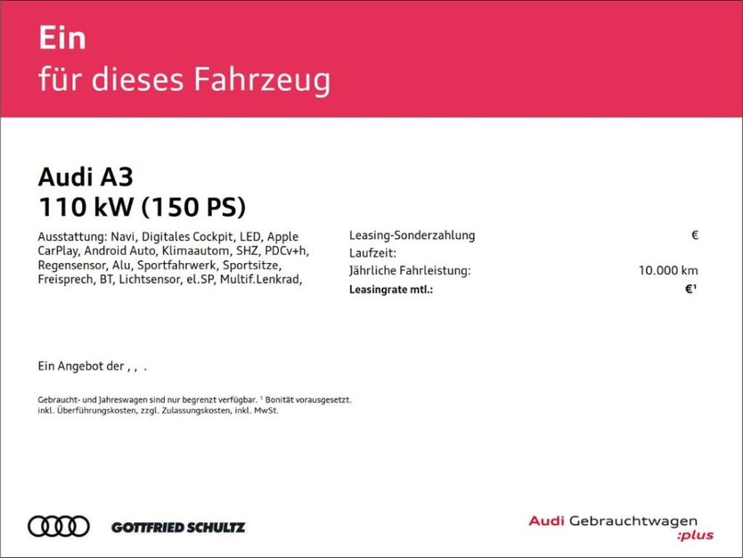 Audi A3 100.850 km 17.799 € Wuppertal 42109