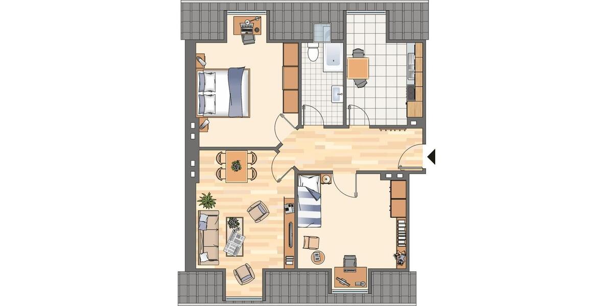 Dachgeschoßwohnung Witten Heven - 3 Zimmer, 77 m&sup2;, 619&euro; | Angebot:24852324