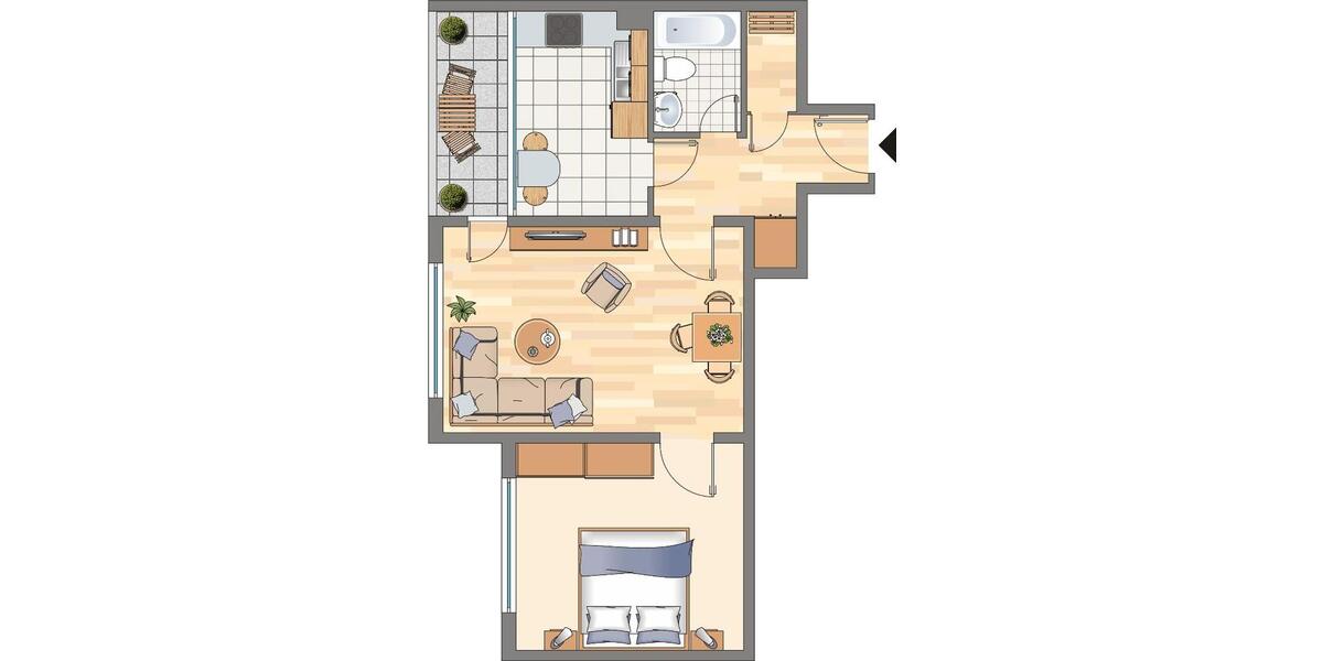 Etagenwohnung Dortmund Hörde - 2 Zimmer, 61 m&sup2;, 326&euro; | Angebot:25755293