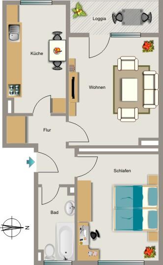 Etagenwohnung Gelsenkirchen Resse - 2.5 Zimmer, 54 m&sup2;, 450&euro; | Angebot:26702987