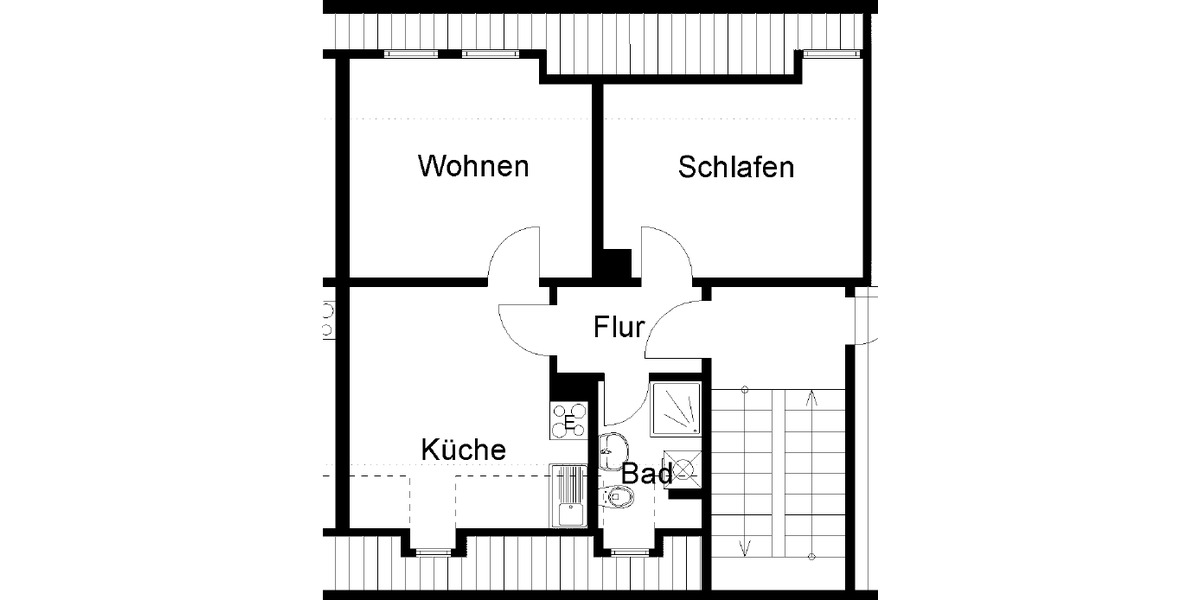 Dachgeschoßwohnung Herne Wanne-Bickern - 2.5 Zimmer, 48 m&sup2;, 265&euro; | Angebot:24874374