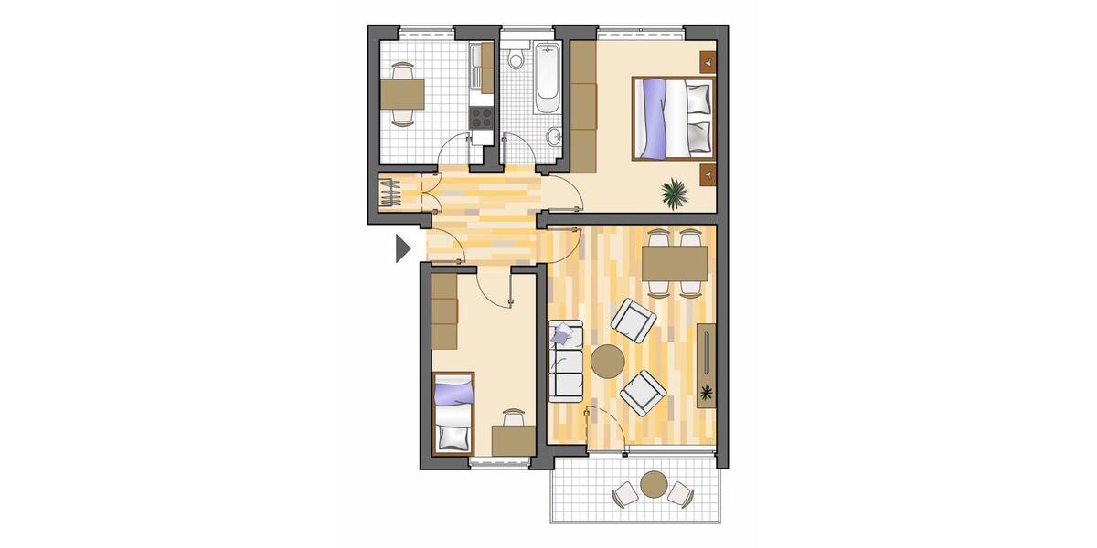Etagenwohnung Recklinghausen Grullbad - 3 Zimmer, 67 m&sup2;, 549&euro; | Angebot:25179766