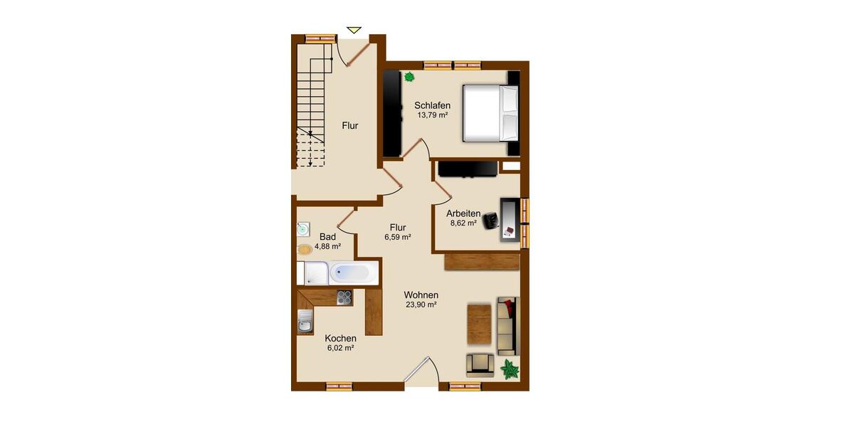 Etagenwohnung Castrop-Rauxel Rauxel - 3 Zimmer, 65 m&sup2;, 550&euro; | Angebot:26413549