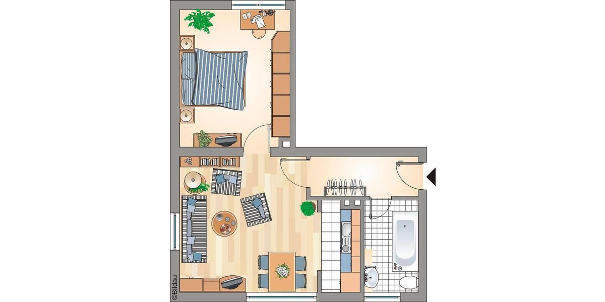 Erdgeschoßwohnung Recklinghausen Grullbad - 2 Zimmer, 45 m&sup2;, 193&euro; | Angebot:25784501