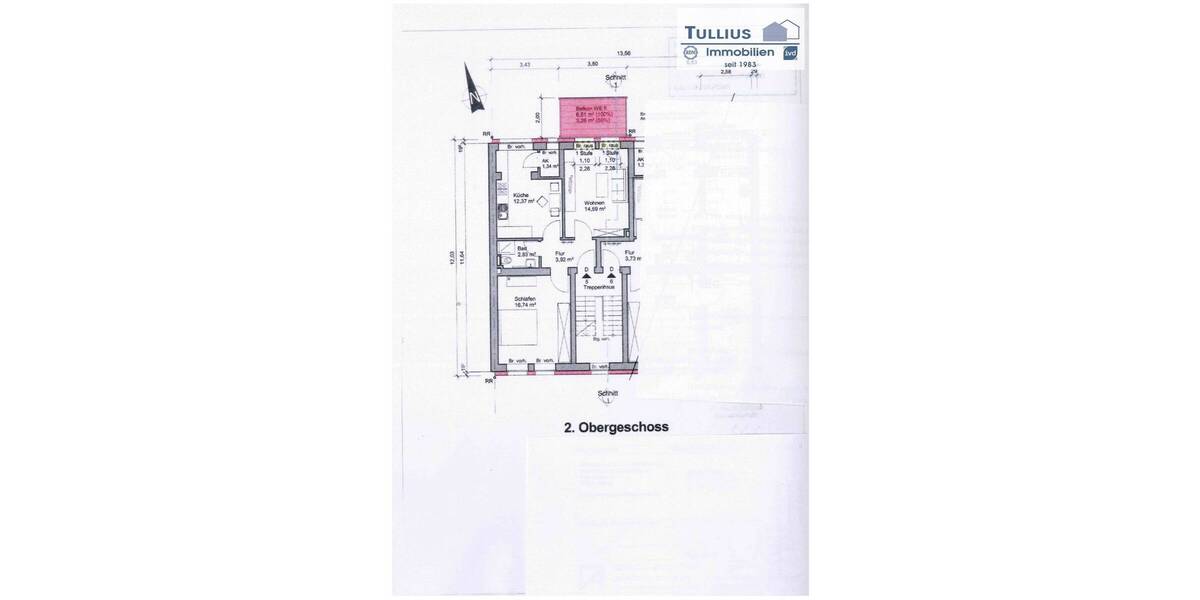 Etagenwohnung Bottrop Stadtmitte - 2 Zimmer, 55 m&sup2;, 450&euro; | Angebot:26826425