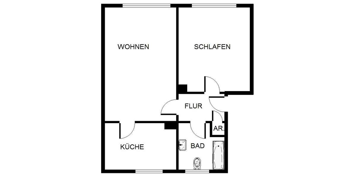 Etagenwohnung Gelsenkirchen Bulmke-Hüllen - 2 Zimmer, 50 m&sup2;, 389&euro; | Angebot:25818785