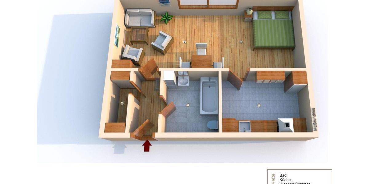 Dachgeschoßwohnung Oberhausen Biefang - 1 Zimmer, 35 m&sup2;, 350&euro; | Angebot:26661769