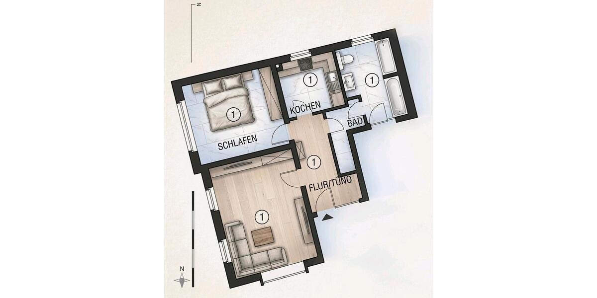 Etagenwohnung Haltern am See - 2 Zimmer, 70 m&sup2;, 180.000&euro; | Angebot:24692608