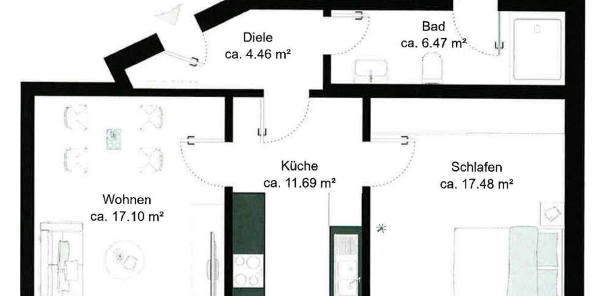 Etagenwohnung Dortmund Mitte - 2 Zimmer, 58 m&sup2;, 139.000&euro; | Angebot:25750703