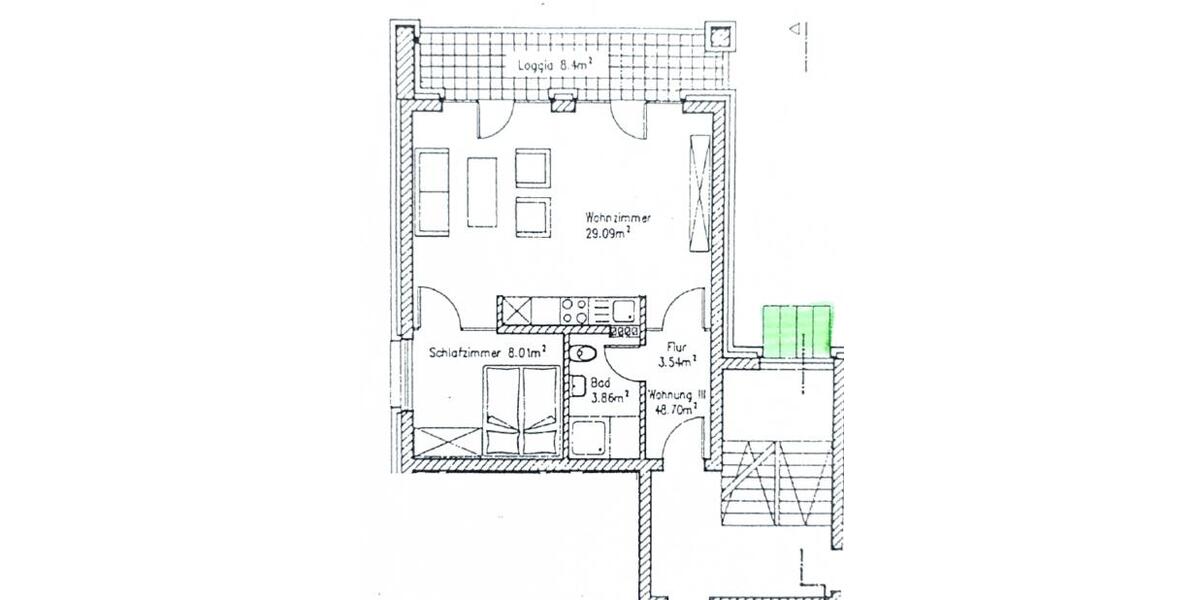 Etagenwohnung Gelsenkirchen Erle - 1.5 Zimmer, 49 m&sup2;, 670&euro; | Angebot:26676297