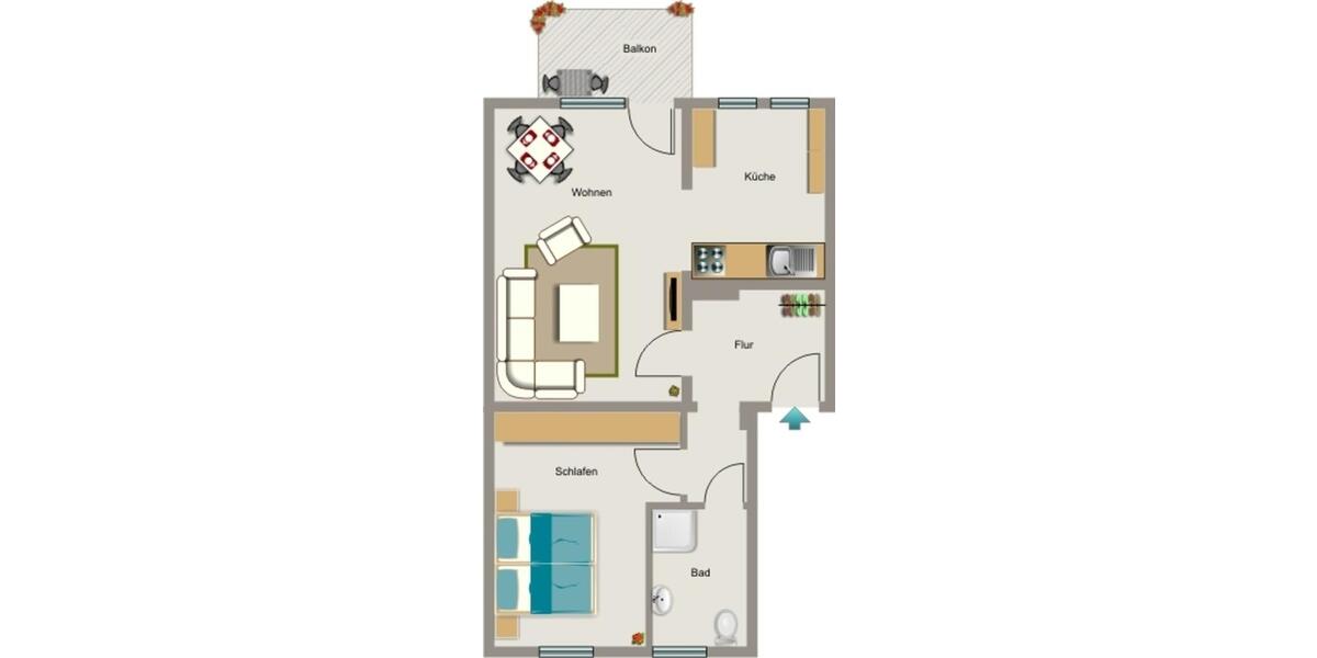 Erdgeschoßwohnung Essen Stadtbezirk III - 2.5 Zimmer, 50 m&sup2;, 434&euro; | Angebot:26389106